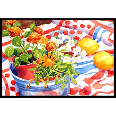 Beyondbasketball Flowers with a side of lemons Indoor Or Outdoor Mat 18 x 27 in. BE888435